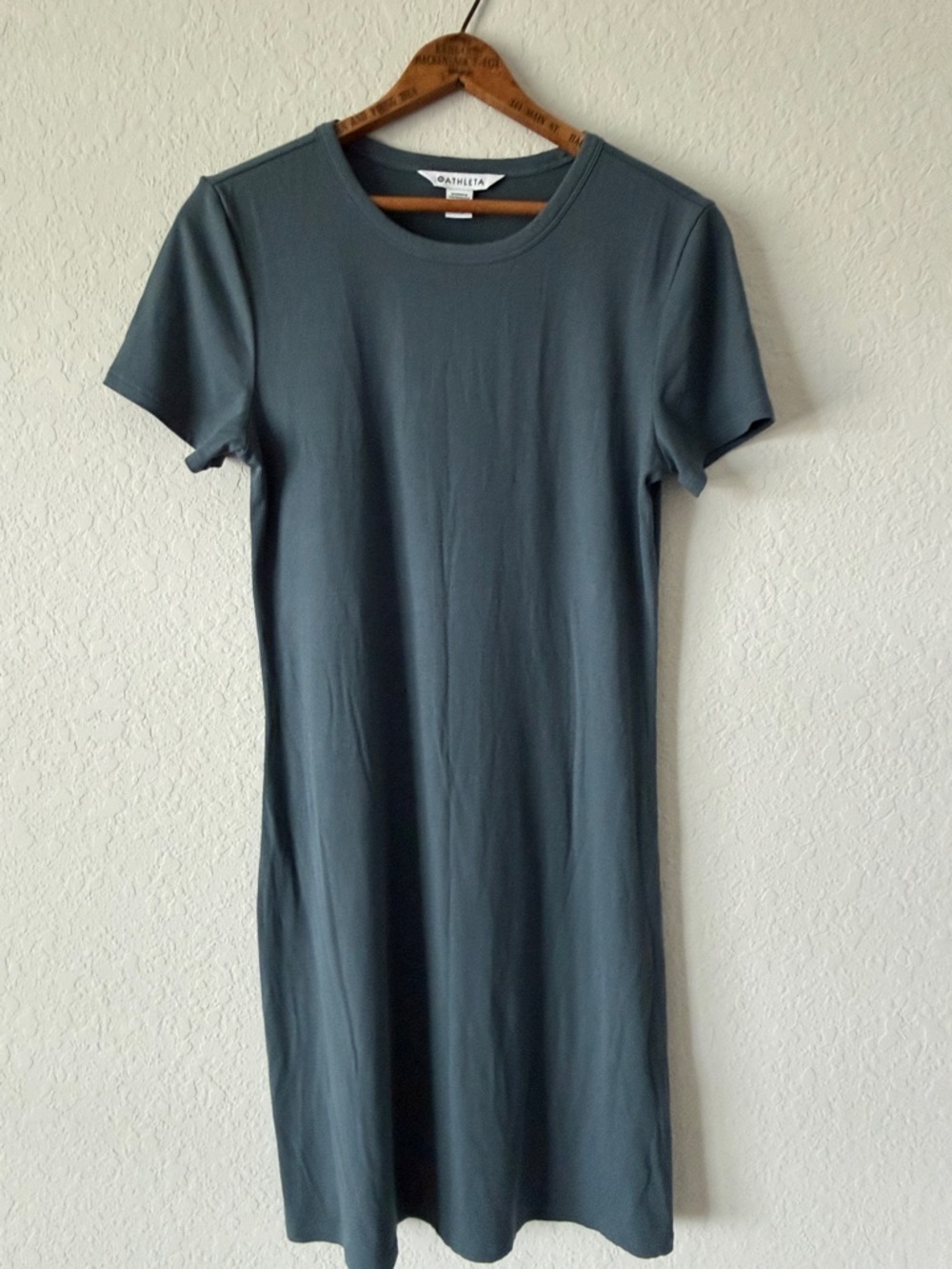 Athena Slate Blue Crewneck T-Shirt Dress